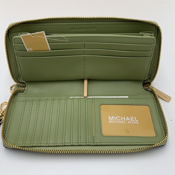 MICHAEL KORS Large Travel Continental Leather
Color: Light Sage/ Brown multi - Picture 12 of 16